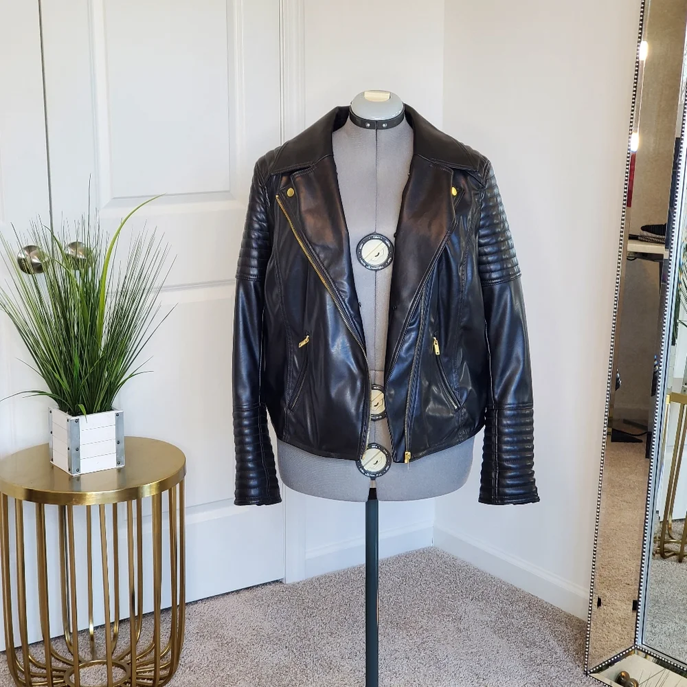 H&M Women's Biker Jacket XL Black - Picture 5 of 11